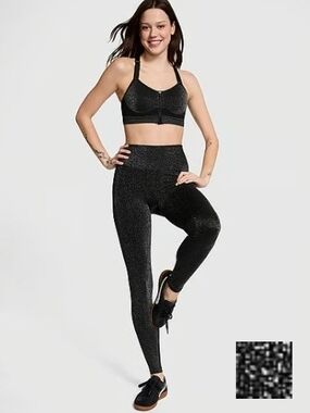 PINK Victoria's Secret Seamless Bling Leggings Black Sparkle High-Waist Leggings
